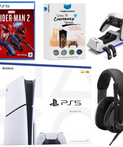 PlayStation 5 Slim Disc Bundle with Spider-Man 2, EPOS Headset, Charging Dock and MightySkins Code – PlayStation 5