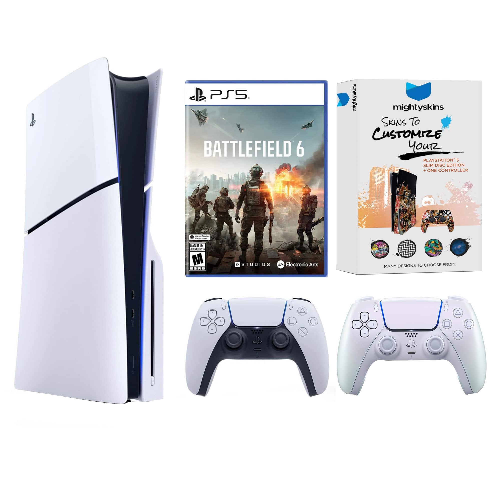 PlayStation 5 Slim Disc Bundle with Battlefield 6, MightySkins Code and Extra Controller – PlayStation 5 PlayStation 5 Slim Disc Bundle with Battlefield 6, MightySkins Code and Extra Controller – PlayStation 5