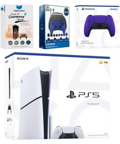 PlayStation 5 Slim Disc Bundle with Extra Controller, Accessory Kit and MightySkins Code – PlayStation 5