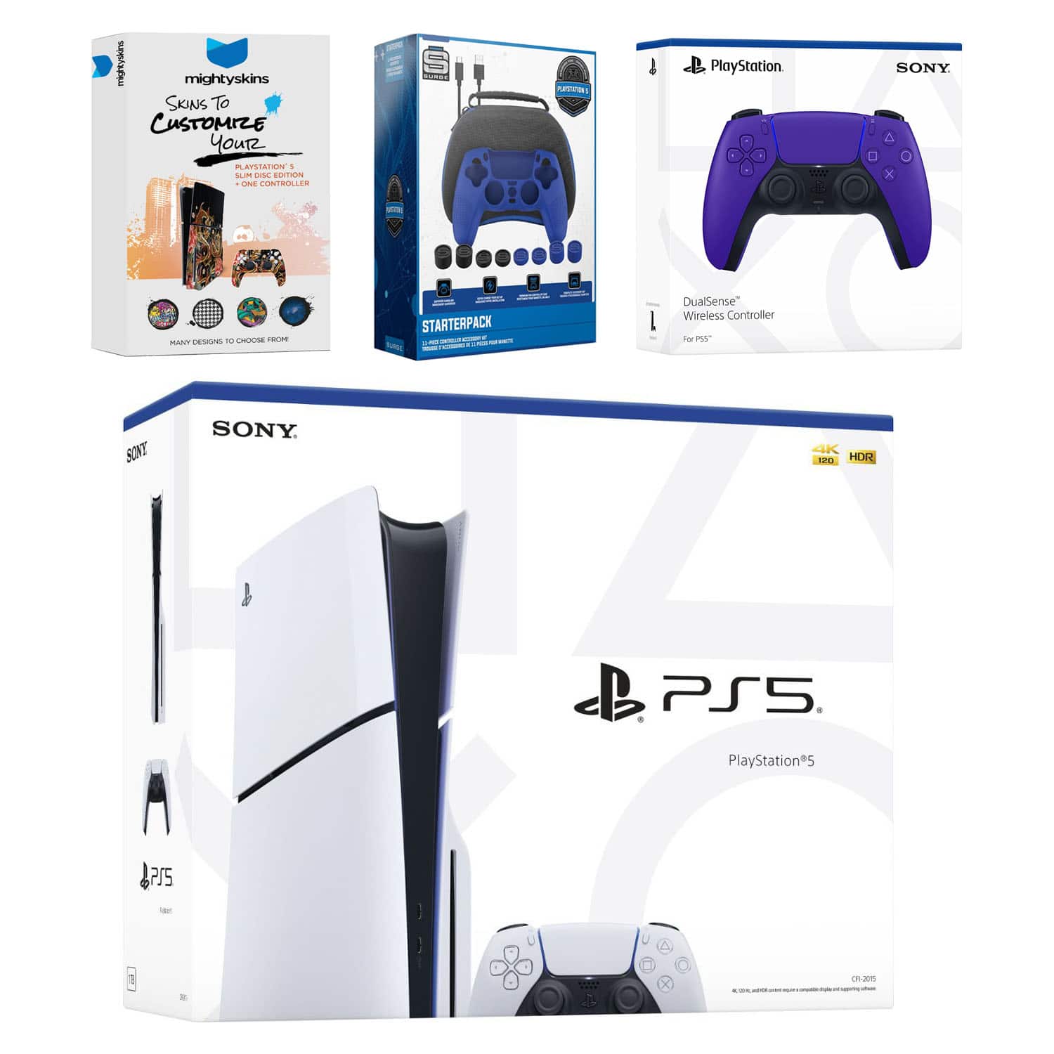 PlayStation 5 Slim Disc Bundle with Extra Controller, Accessory Kit and MightySkins Code – PlayStation 5 PlayStation 5 Slim Disc Bundle with Extra Controller, Accessory Kit and MightySkins Code – PlayStation 5
