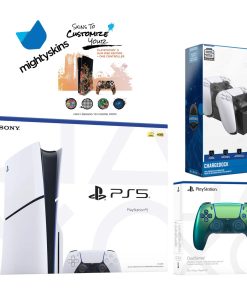 PlayStation 5 Slim Disc with Extra Controller, Dual Charging Dock and MightySkins Decal Voucher – PlayStation 5
