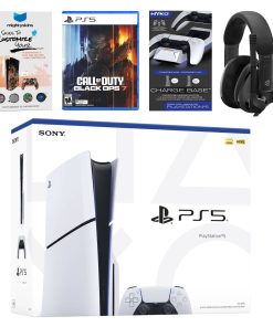 PlayStation 5 Slim Disc Bundle with Call of Duty Black Ops 7, EPOS Headset, Charging Dock and MightySkins Code – PlayStation 5