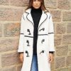 Women’s Ecru Longline Fleece Borg Toggle Coat