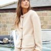 Women’s Beige Fleece Borg Toggle Jacket