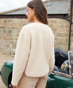 Women’s Beige Fleece Borg Toggle Jacket
