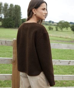 Women’s Chocolate Fleece Borg Toggle Jacket