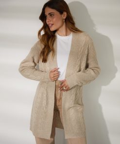 Women’s Beige Cable Knit Cardigan