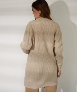 Women’s Beige Cable Knit Cardigan