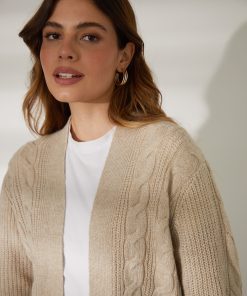 Women’s Beige Cable Knit Cardigan