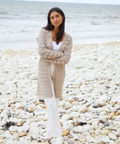 Women’s Stone Longline Crochet Cardigan