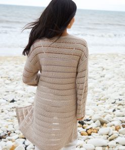 Women’s Stone Longline Crochet Cardigan