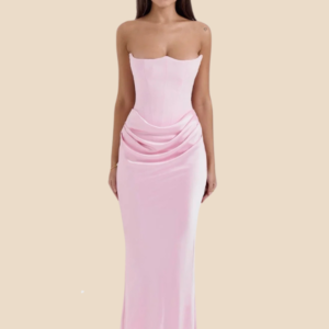 Women’s Pink Strapless Silk Maxi Dress